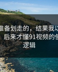 我本来准备划走的，结果我以为是我要求高，后来才懂91视频的使用习惯逻辑
