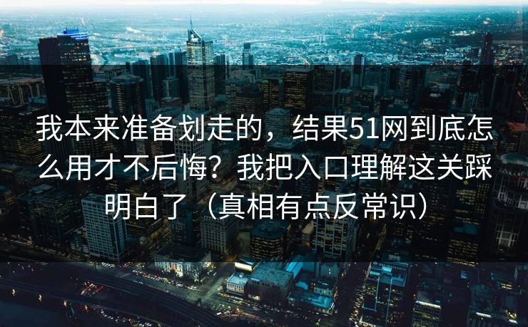 我本来准备划走的，结果51网到底怎么用才不后悔？我把入口理解这关踩明白了（真相有点反常识）