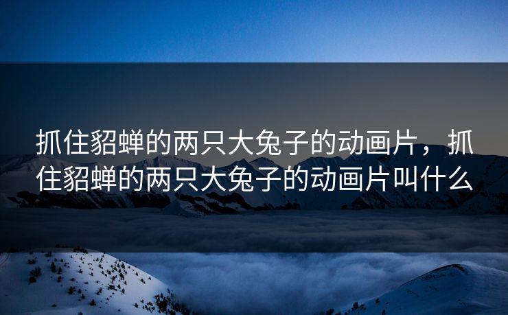 抓住貂蝉的两只大兔子的动画片,抓住貂蝉的两只大兔子的动画片叫什么 抓住貂蝉的两只大兔子的动画片,抓住貂蝉的两只大兔子的动画片叫什么